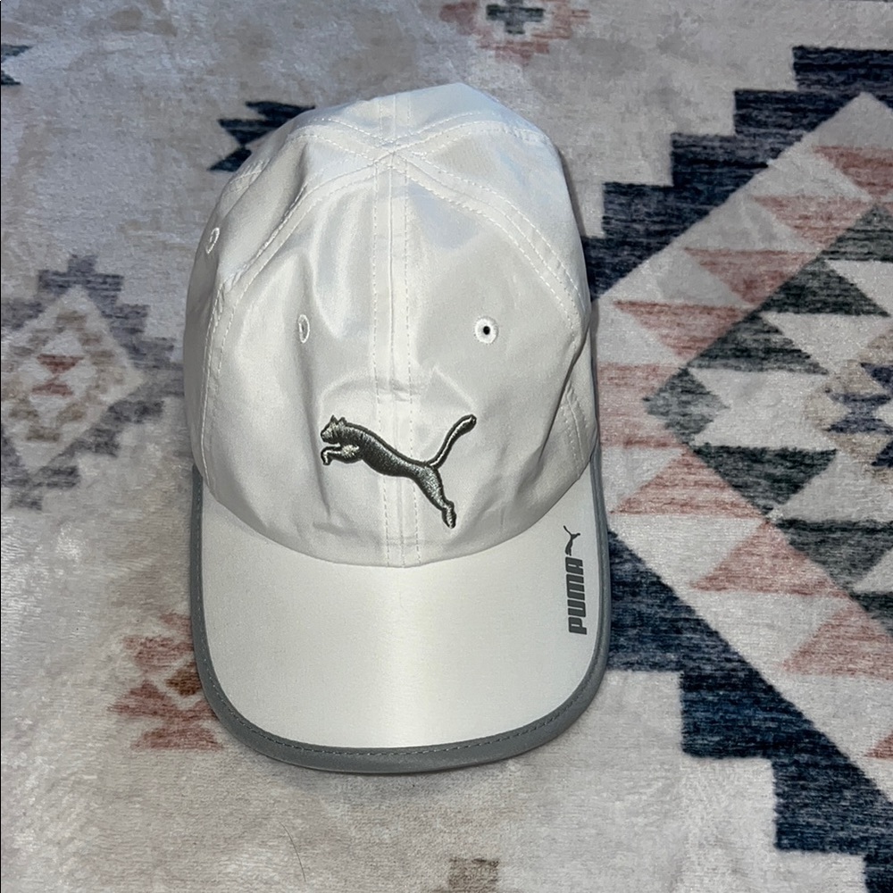 Puma White Athletic Baseball Cap with Gray Trim